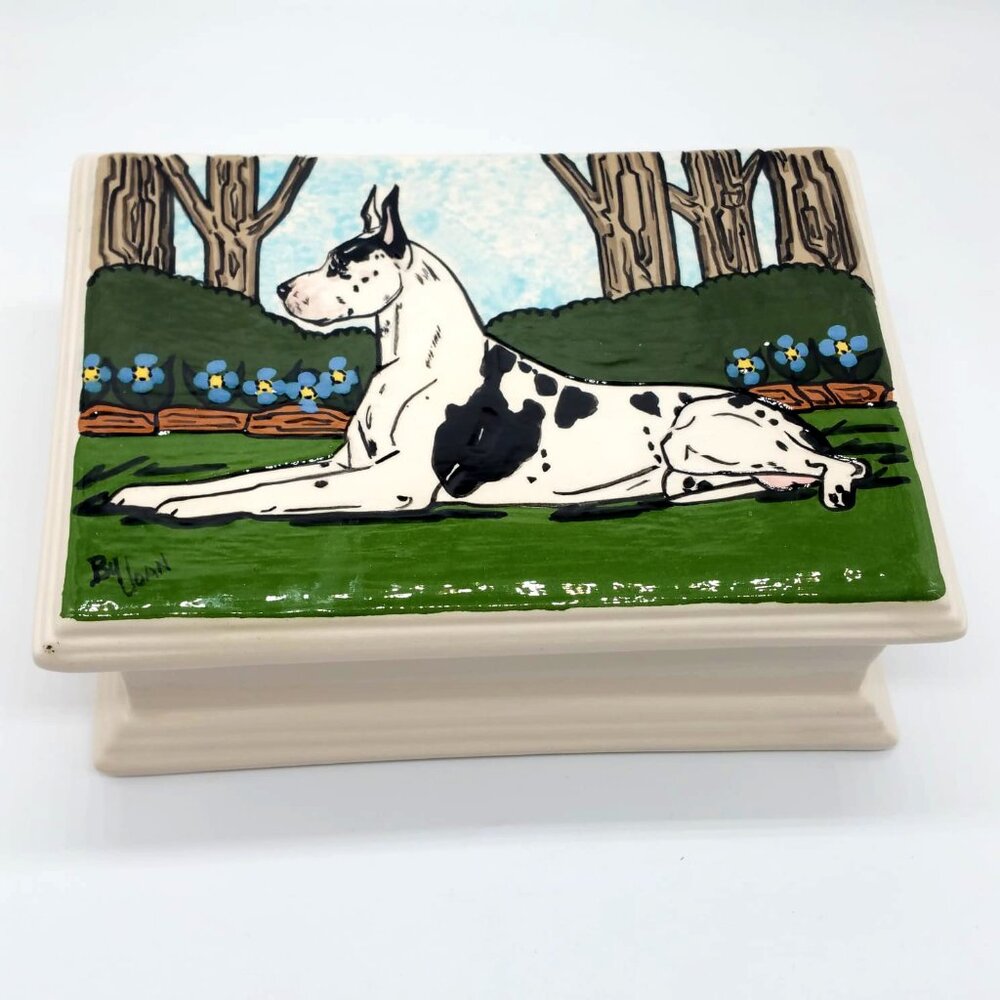 Great Dane Dog Handmade Ceramic Keepsake Trinket Jewelry Box